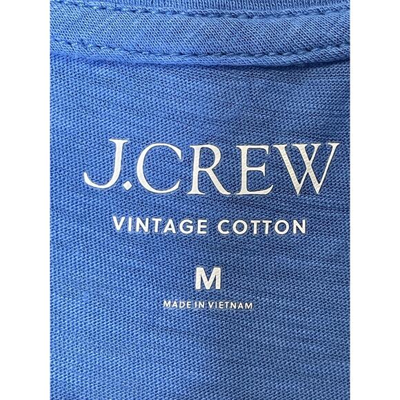 J.Crew Shirt Womens Medium Blue Vintage Cotton Slub Crewneck Short Sleeve Tee - Picture 6 of 7